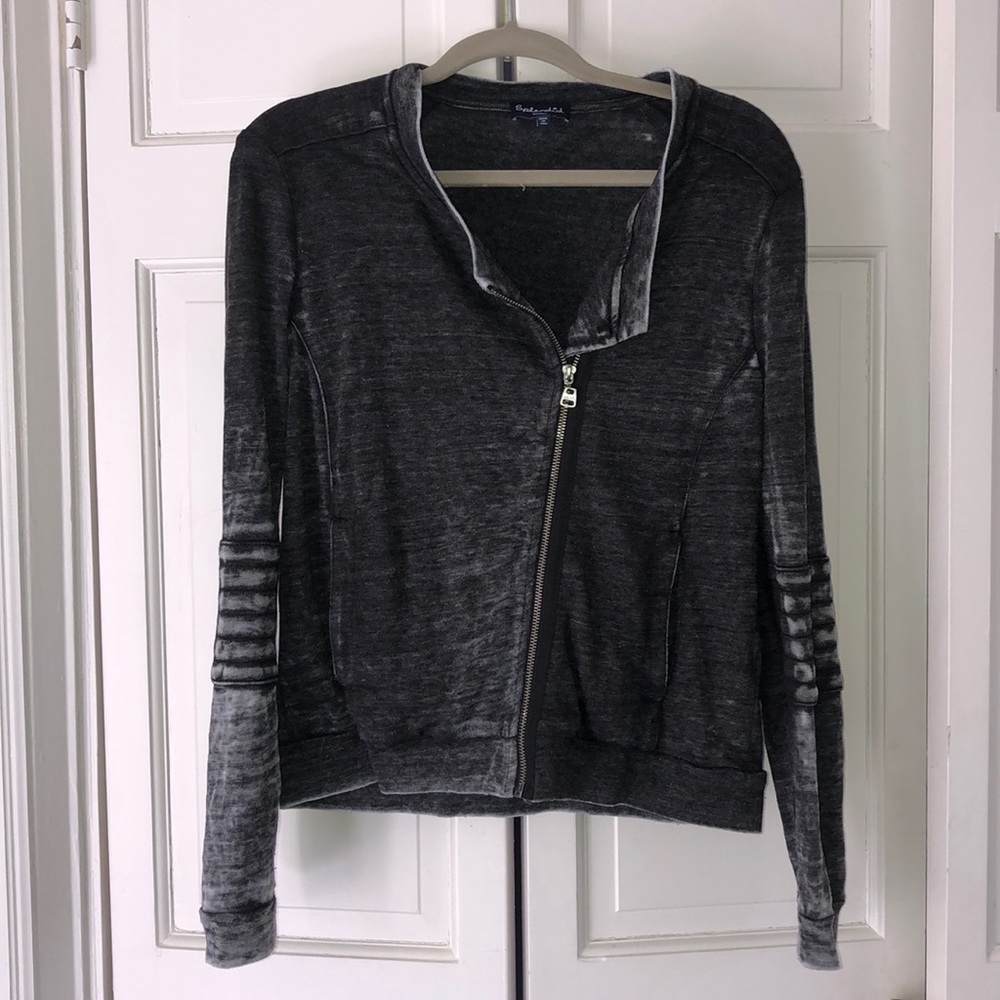 Splendid Moto Full-Zip Sweatshirt/Jacket Dark Grey